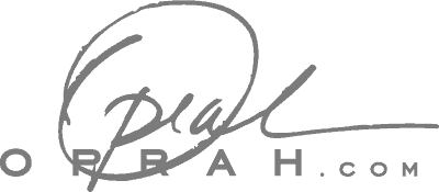 Oprah-logo-sq features "Oprah" in gray cursive with O P R A H . C O M in uppercase letters beneath, all on a light gray background.