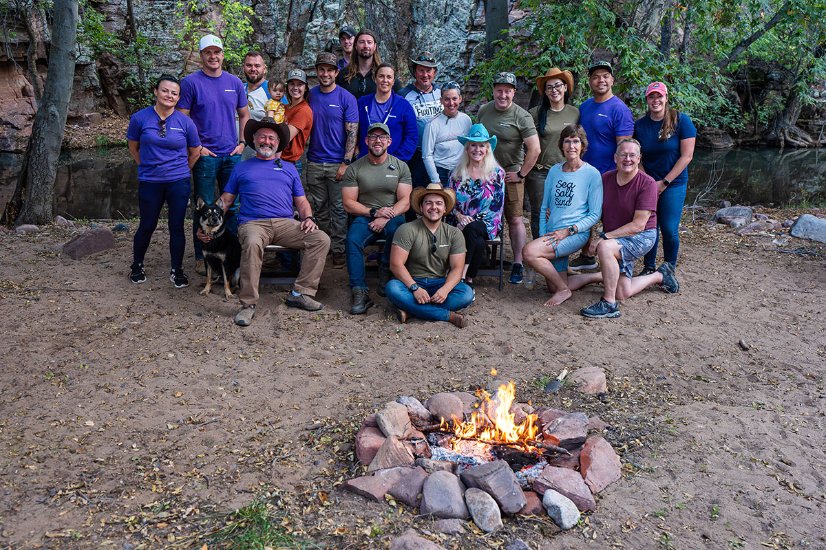 Sharon Lechter with a group of people at her Cowboy Mentoring Camp